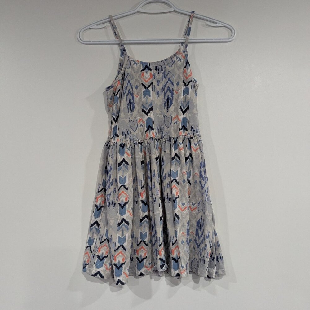 *3/$10* Bella & Birdie Ikat Patterned Dress Periwinkle Blue Peach Size Medium